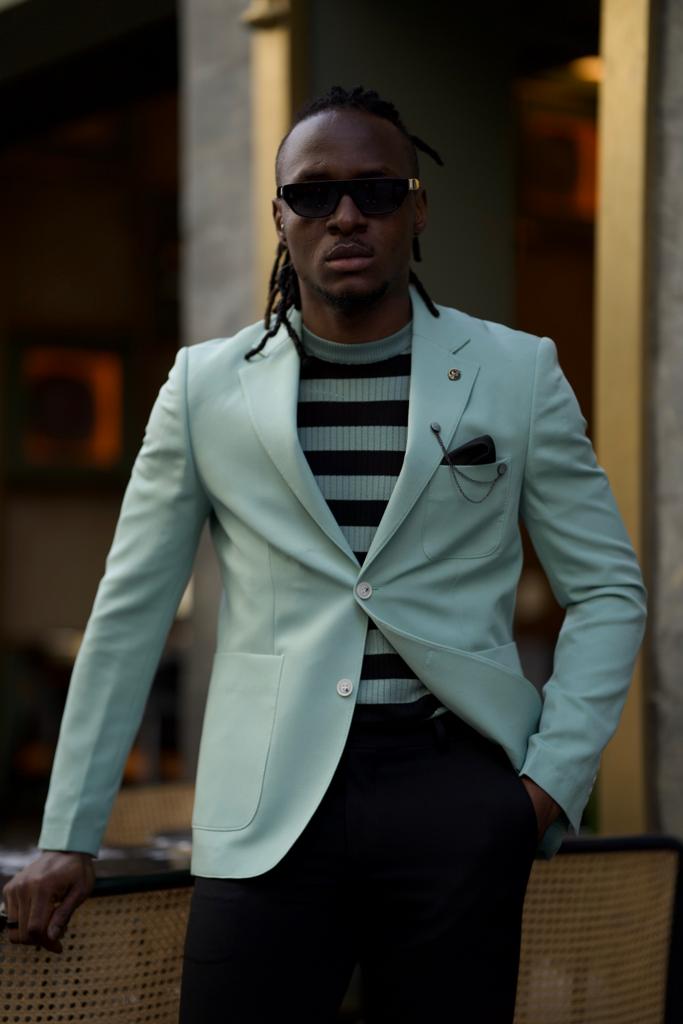 Sorento Mint Green Slim Fit Notch Lapel Blazer