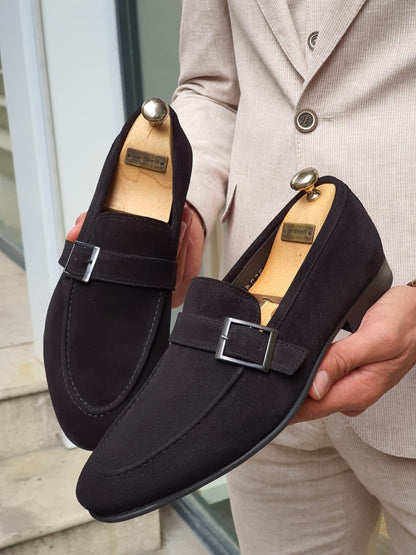 Henderson Black Suede Buckle Loafers: Elegant Comfort for Every Occasion