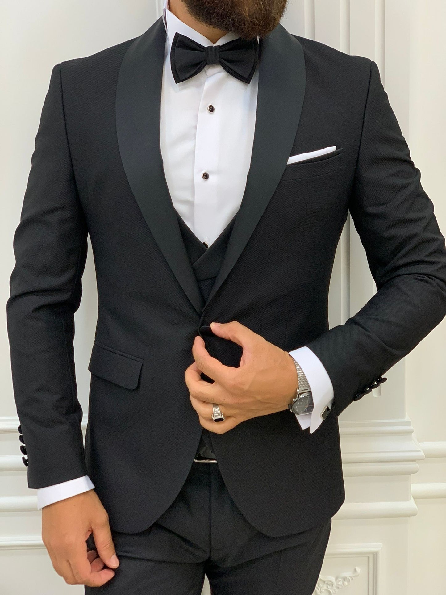 Lazio Black Slim Fit Shawl Lapel Tuxedo
