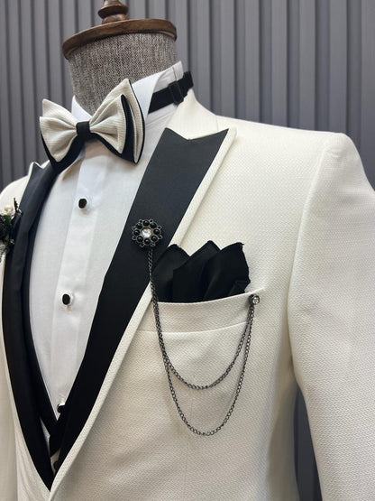Sorento White Slim Fit Peak Lapel Tuxedo
