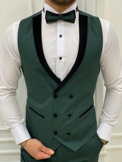 Royal Green Slim Fit Velvet Peak Lapel Tuxedo