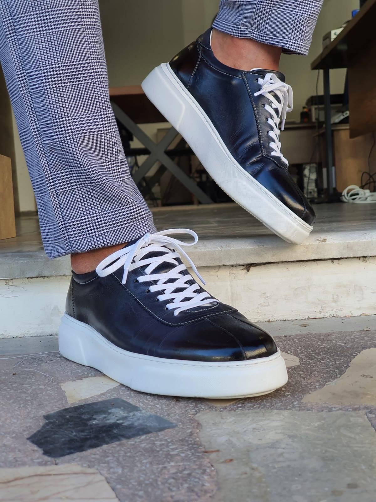 Montreal Navy Blue Mid-Top Sneakers for Men