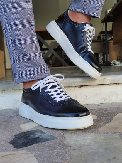 Montreal Navy Blue Mid-Top Sneakers for Men
