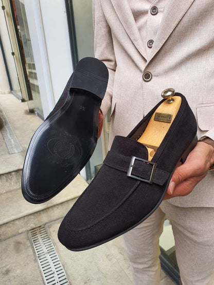 Henderson Black Suede Buckle Loafers: Elegant Comfort for Every Occasion