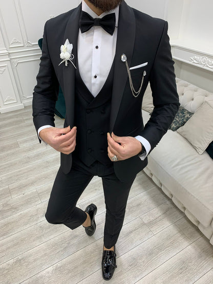 Avion Black Slim Fit Shawl Lapel Tuxedo: The Pinnacle of Formal Elegance