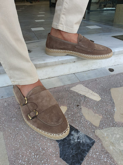 Cole Beige Suede Double Monk Strap Loafers - Elevate Your Style