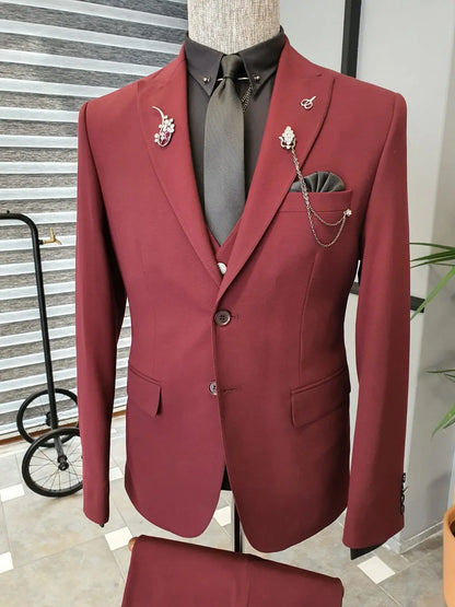 Napoli Red Slim Fit Suit – Elevate Your Wardrobe brabion