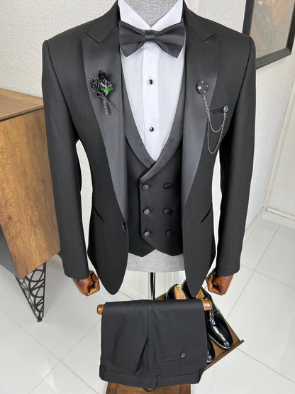 Veneta Slim Fit Dovetail Collared Black Tuxedo
