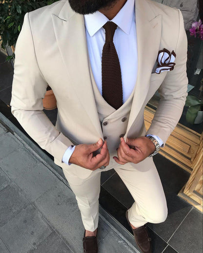 Austin Beige Slim-Fit Suit - Modern Elegance for Every Occasion