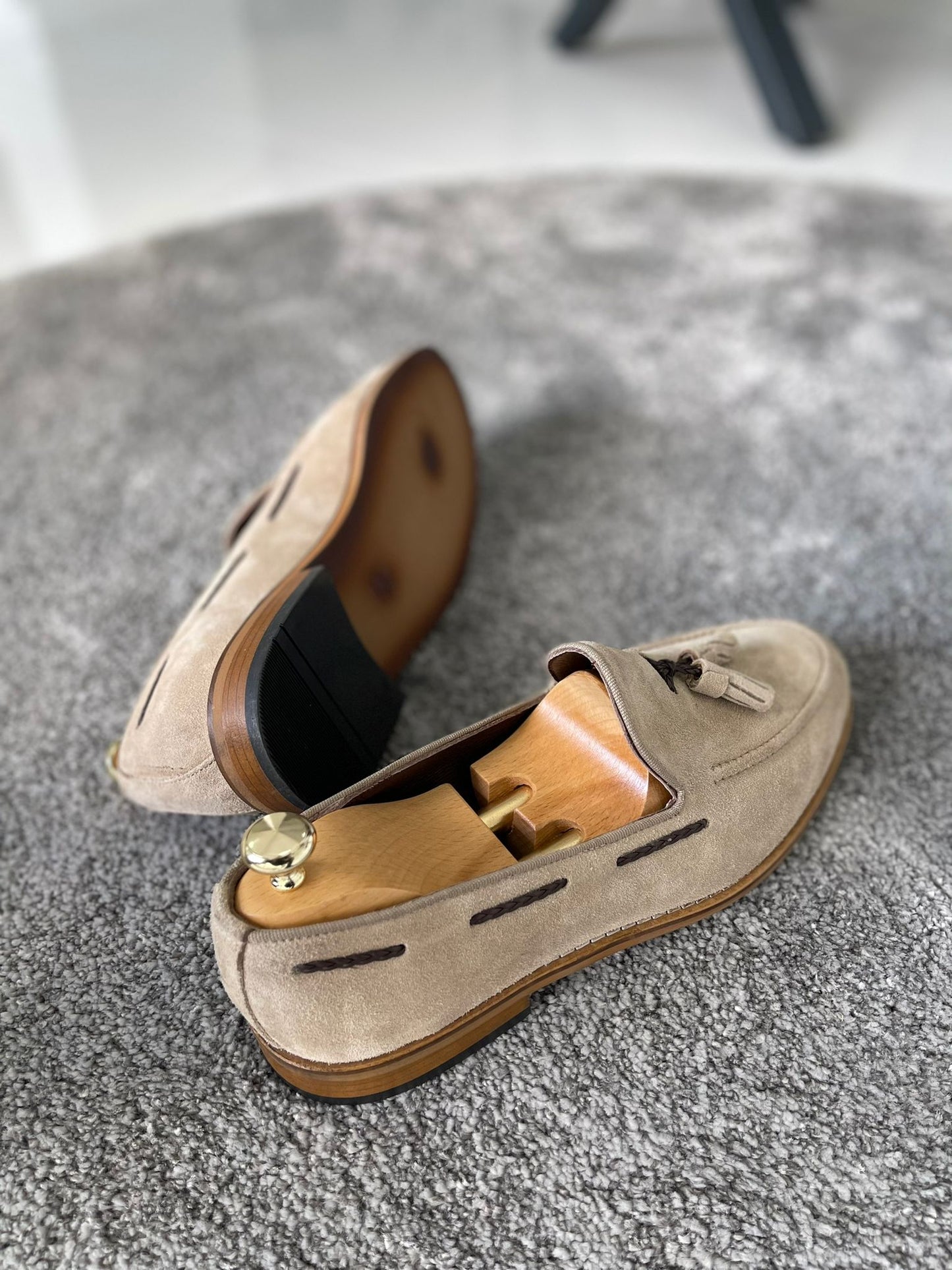 Remy Beige Suede Tassel Loafers