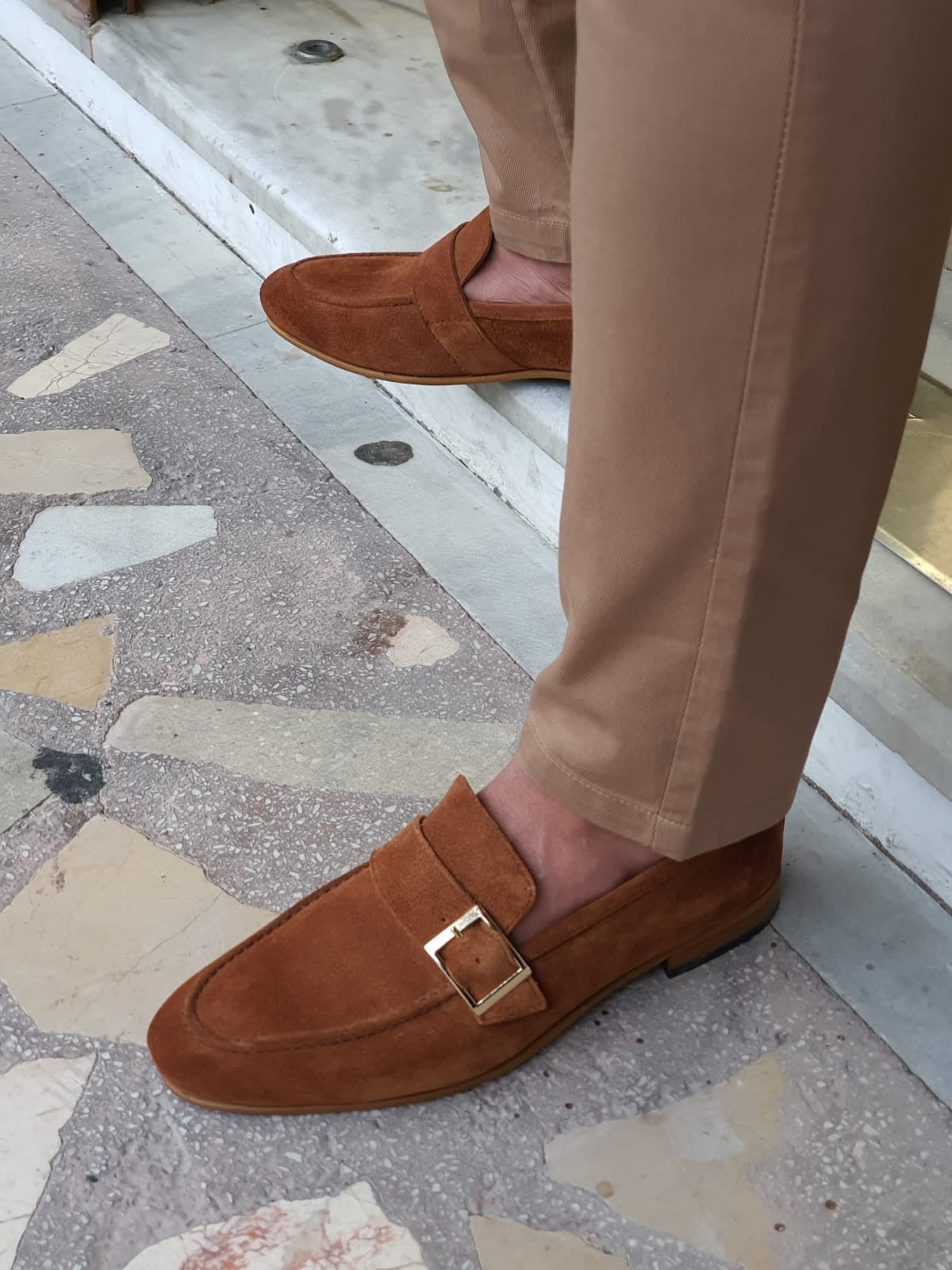 Bristol Brown Suede Buckle Loafers for Men