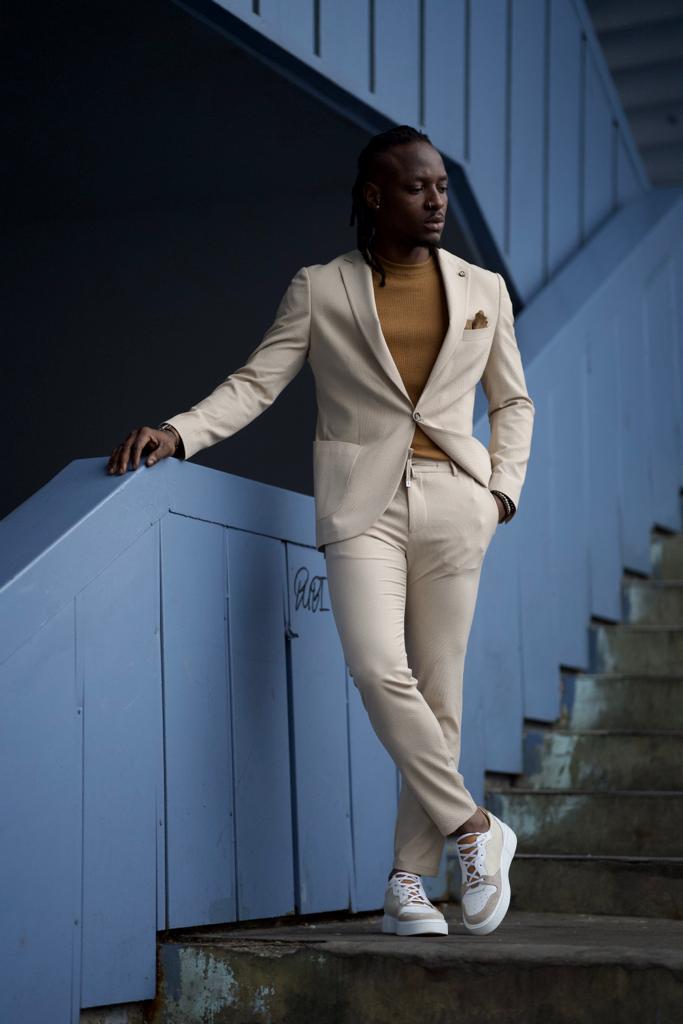 Sorento Beige Slim Fit Linen Suit - Elegant Style for Every Occasion