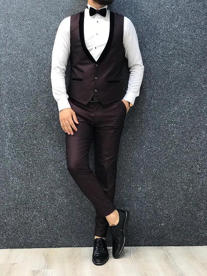 Lazio Claret Red Slim-Fit Tuxedo for Men