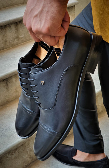 Stefano Black Wholecut Oxfords - Timeless Elegance for Every Occasion