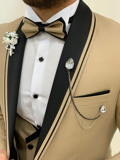 Napoli Gold Slim Fit Shawl Lapel Tuxedo - Elevate Your Formal Look