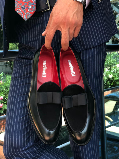 Polished Leather Sardinelli Loafers with Silk Bow