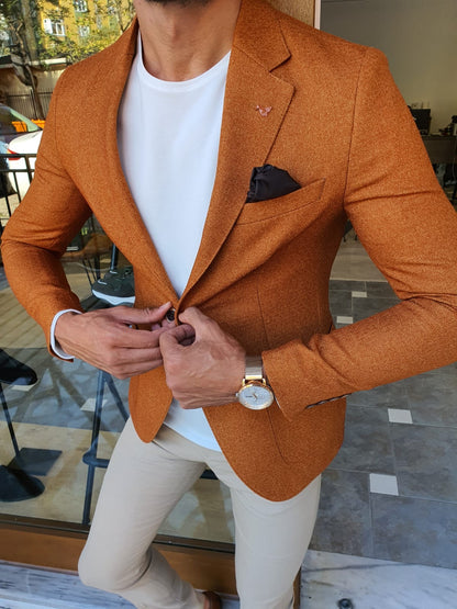 Stefano Camel Slim Fit Blazer - The Epitome of Sophistication