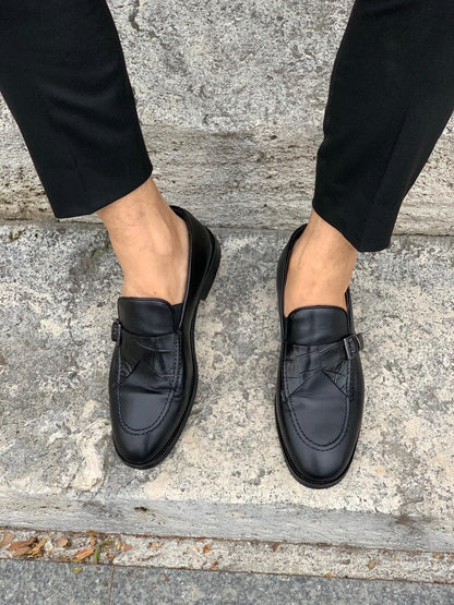Stanoss Black Buckle Shoes