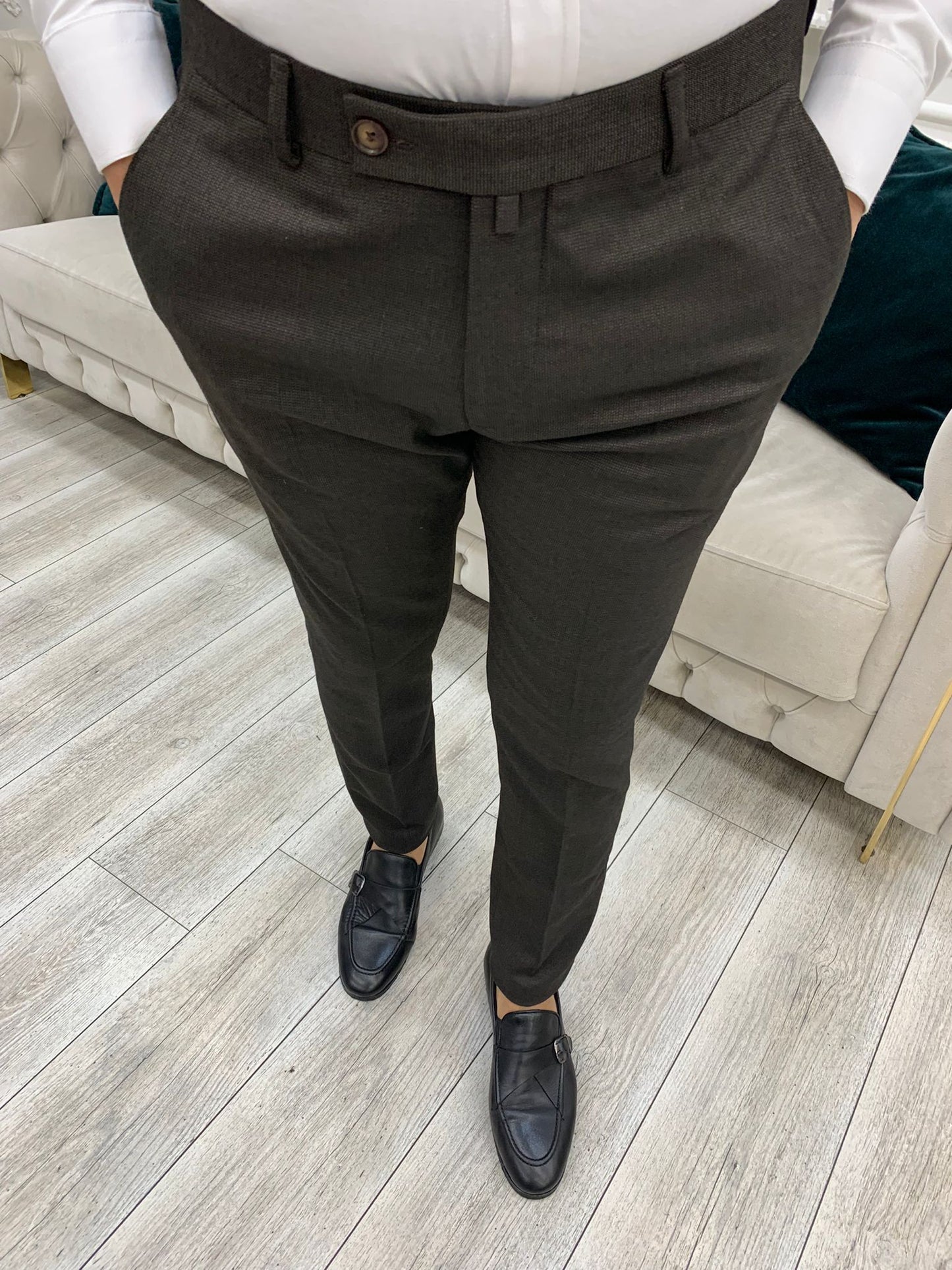 Bitter Coffee Italian Style Slim Fit Trousers