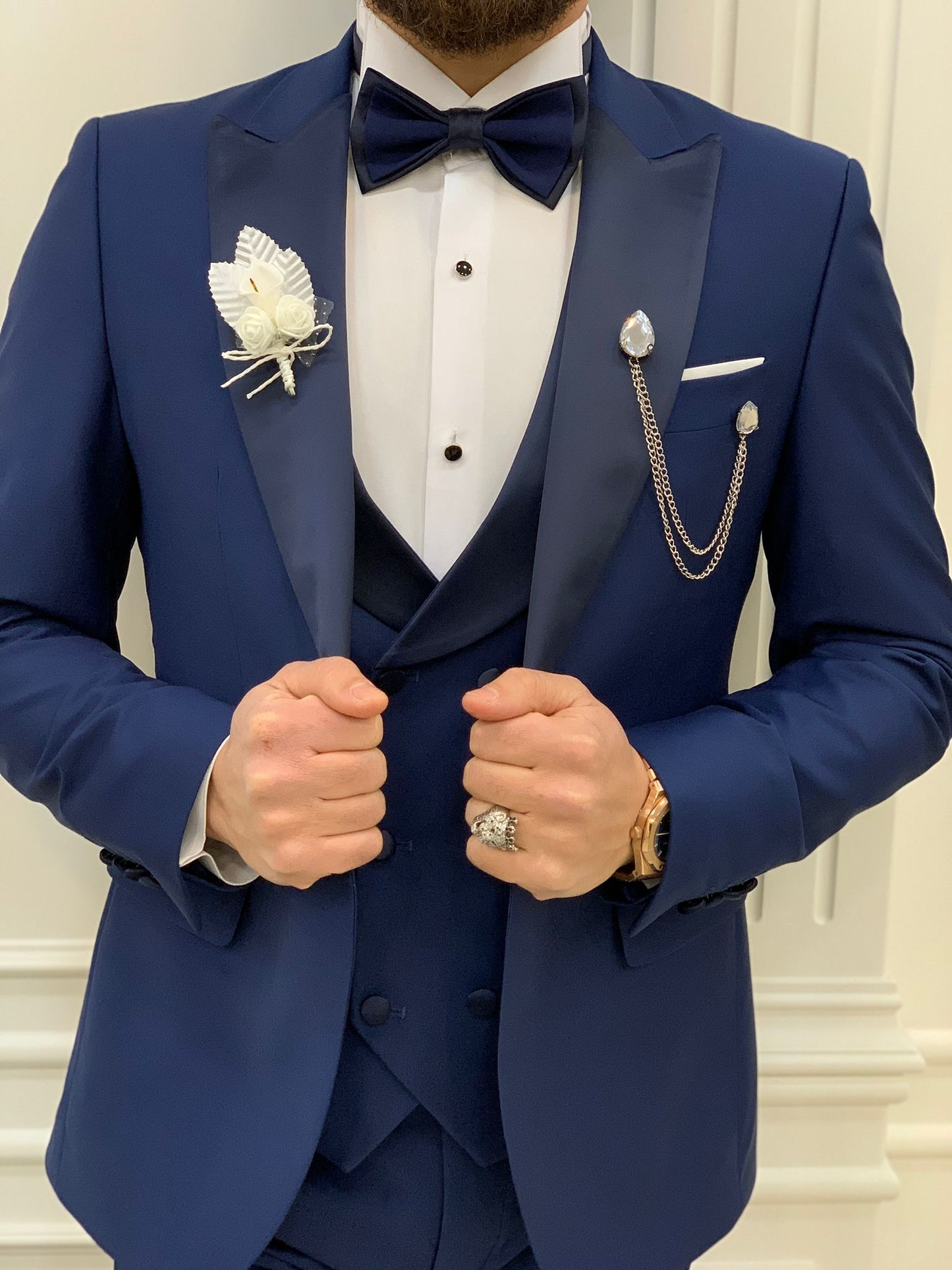 Perris Indigo Slim Fit Tuxedo - The Ultimate Formalwear Statement