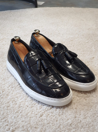Berton Black Tassel Loafers