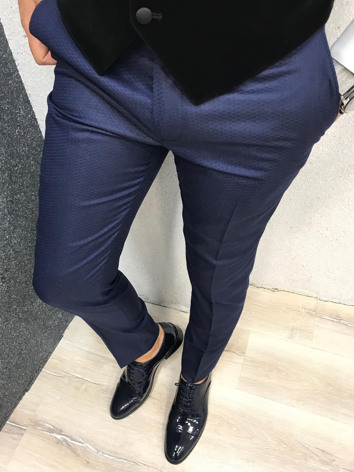 Acacia Navy Blue Patterned Tuxedo