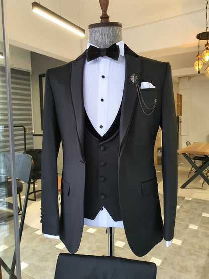 Montreal Black Slim Fit Notch Lapel Tuxedo