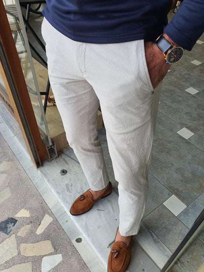 Montreal White Slim Fit Cotton Pants for Ultimate Versatility