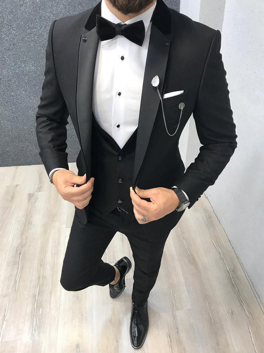 Lazio Black Slim-Fit Tuxedo for Modern Elegance