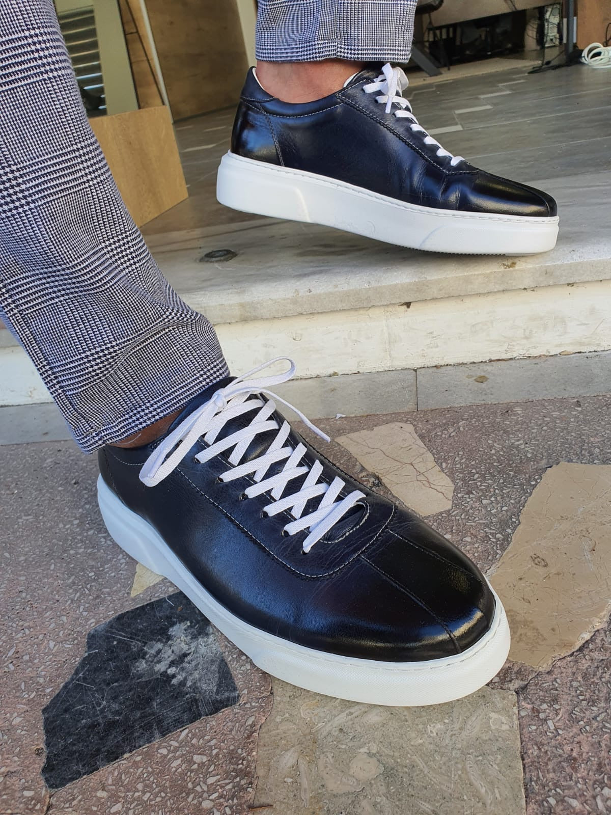 Montreal Navy Blue Mid-Top Sneakers for Men