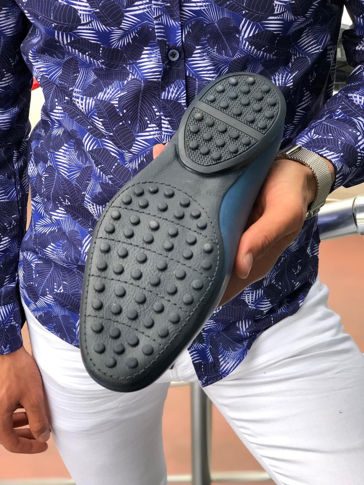 Blake Blue Comfy Leather Loafers