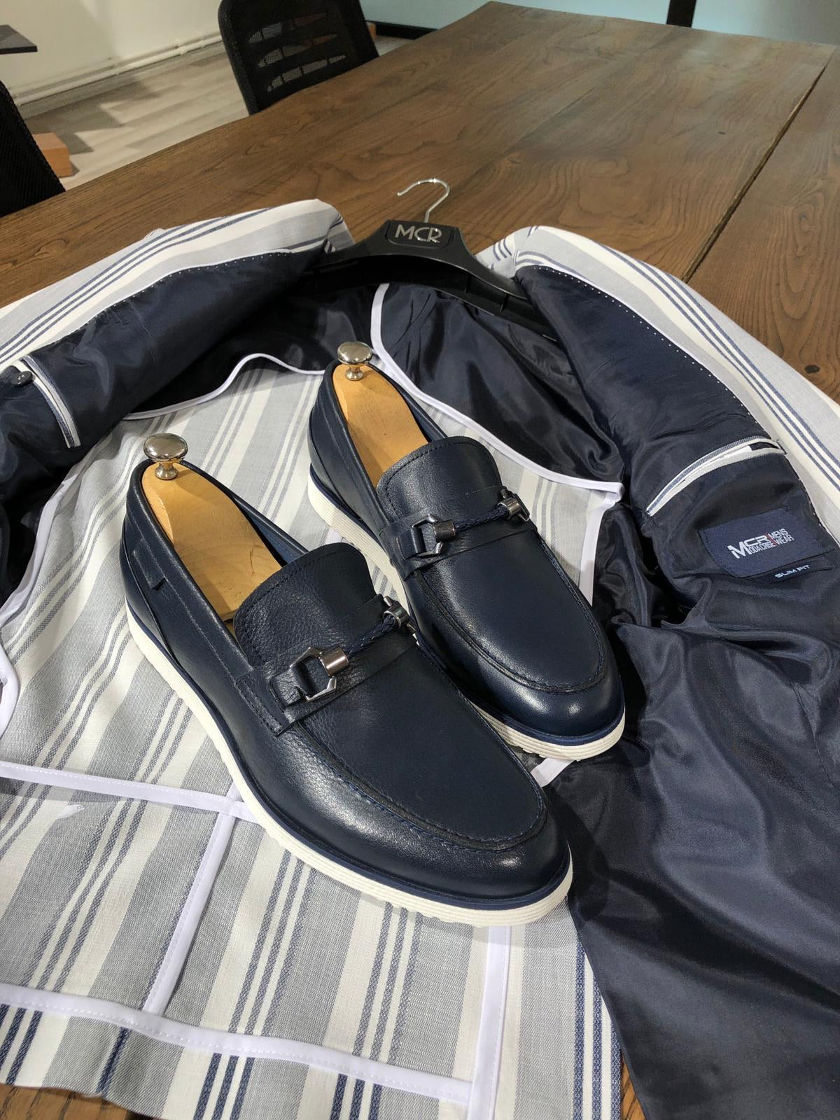 Heritage Buckle Detail Navy Loafer