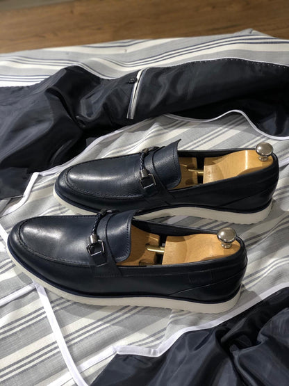Heritage Buckle Detail Navy Loafer