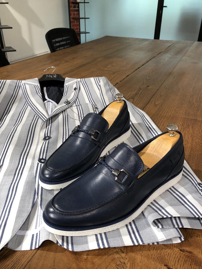 Heritage Buckle Detail Navy Loafer